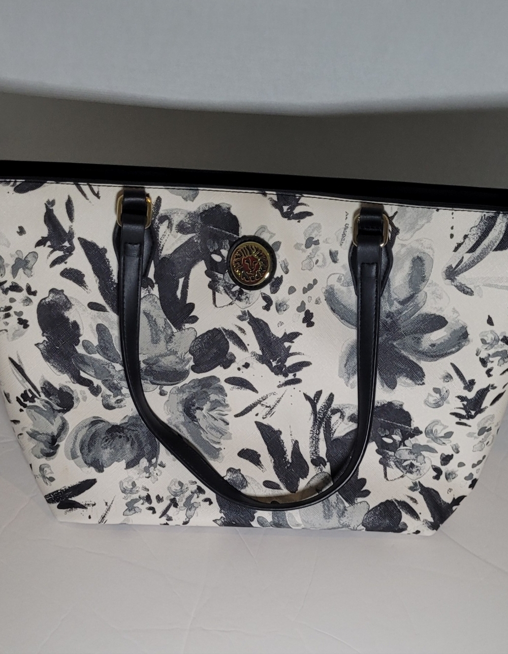 Anne Klein Floral Print Tote Bag in Black & White